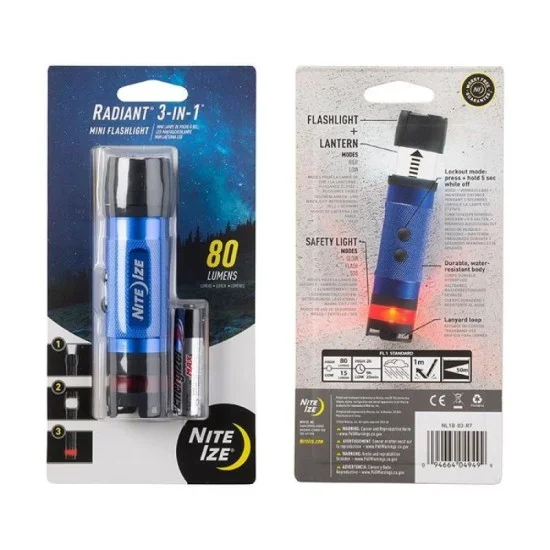 NiteIze Radiant 3-in-1 Mini Flashlight - Blue